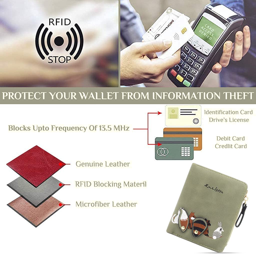 PALAY® 2Pcs Small Wallet for Women Stylish PU Leather Embroidery Cute Fox Print Wallets Bi-Fold Mini Card Holder Coin Purse Ladies Wallet with Zipper Birthday Gift Items for Women, Girls - Green PALAY® 2Pcs Small Wallet for Women Stylish PU Leather Embroidery Cute Fox Print Wallets Bi-Fold Mini Card Holder Coin Purse Ladies Wallet with Zipper Birthday Gift Items for Women, Girls - Green